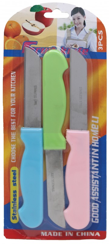 Набор кухонных ножей с цветной ручкой, 3 шт.