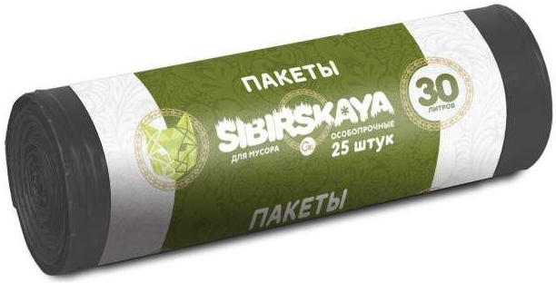 Пакеты для мусора Grifon Sibirskaya, 30 л., 25 штук в рулоне