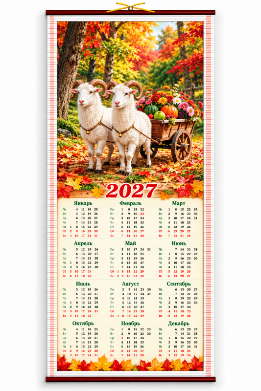 Бамбуковый (Жалюзи) Настенный Календарь 2027 Год "Символ Года - . Размер 32х75 См