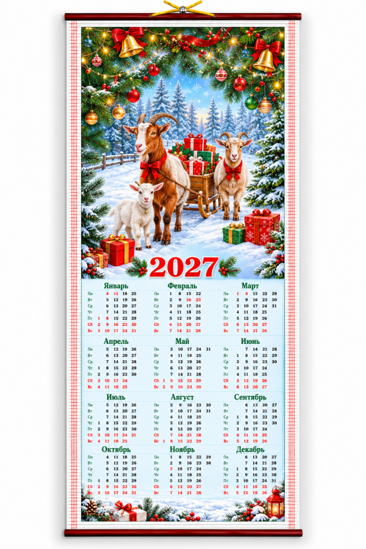 Бамбуковый (Жалюзи) Настенный Календарь 2027 Год "Символ Года - . Размер 32х75 См