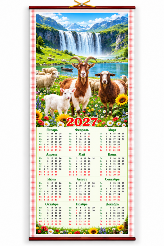 Бамбуковый (Жалюзи) Настенный Календарь 2027 Год "Символ Года - . Размер 32х75 См