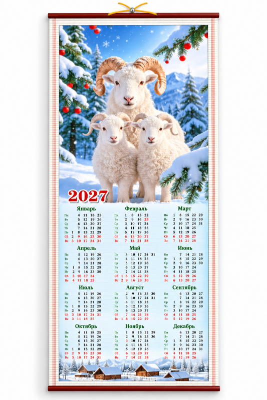 Бамбуковый (Жалюзи) Настенный Календарь 2027 Год "Символ Года - . Размер 32х75 См