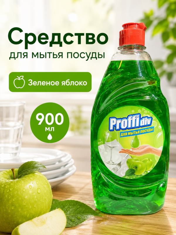 Proffidiv средство для посуды зеленое яблоко 900мл